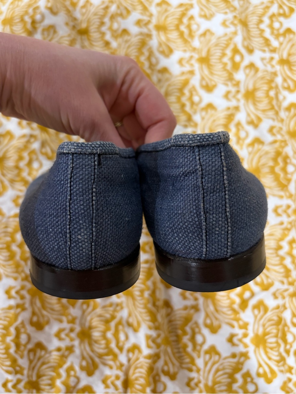 Stubbs & Wootton Palm Beach Floral Denim Slippers | Size 11 - Picture 6 of 8